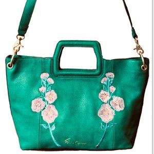 81.) New Green Vegan Leather Tote Bag